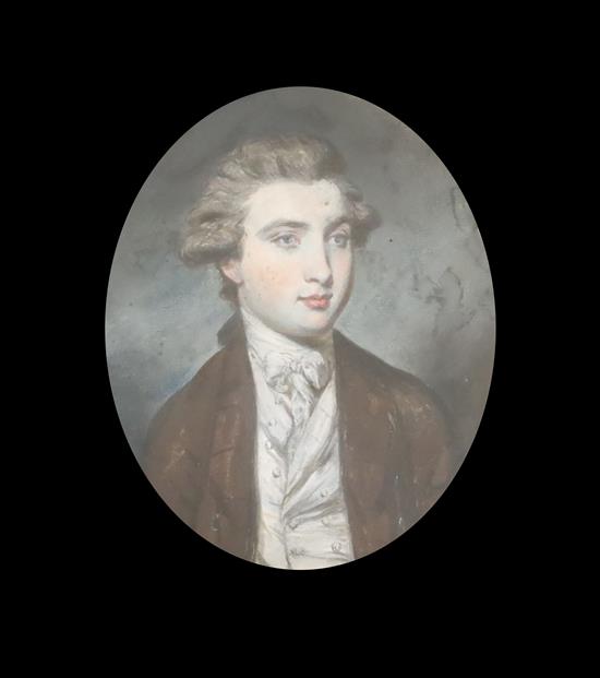 Attributed to Daniel Gardner (1750-1805) Portrait of a young man, inscribed verso Earl of Essex 10 x 8.25in.